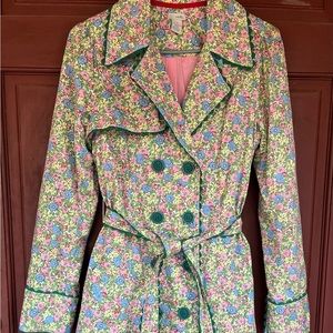 Odille Anthropologie Floral Trench Coat Size 10
